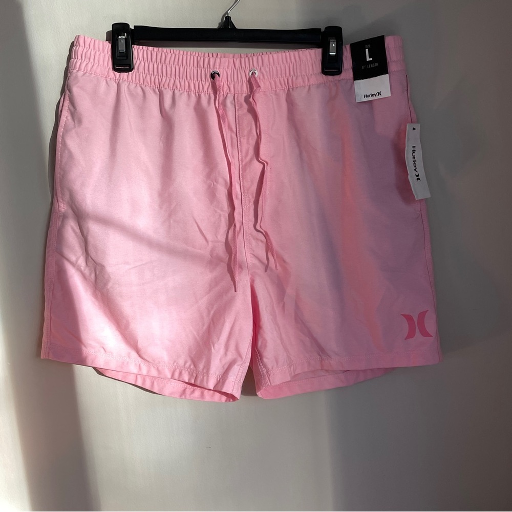 ✨ NWT Hurley Large Pink Swim Shorty Trunks OAO Crossdye Volley 17”